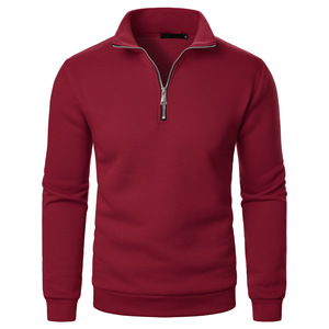 Casual 1/4 Half Zip Hoodie Hommes Couleur Solide À La Mode Hommes Pull À Capuche - Product Image 1