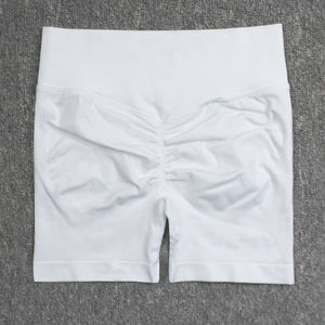 Shorts de yoga et de fitness sans couture pour femmes, taille mi-haute, effet froncé aux fesses, séchage rapide, respirant, en tissu peigné écologique, logo personnalisé - Product Image 6