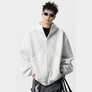 Vêtements pour hommes en gros, OEM, sweats à capuche à fermeture éclair avec strass, coupe régulière, sweats à capuche personnalisés, 100% coton, hiver - Product Image 5