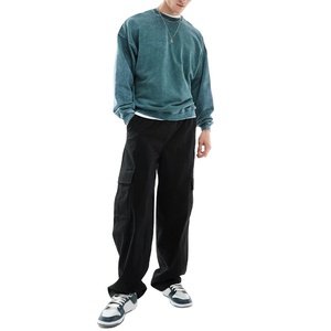 Sweat-shirt à col rond vintage épais pour homme, avec logo personnalisé, effet délavé, vente en gros, MADE BY HS 2026 - Product Image 3