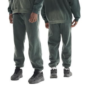 Ensemble de survêtements personnalisés de haute qualité pour hommes, 100% coton, lavage uni, fermeture éclair pour hommes, ensemble streetwear - Product Image 4