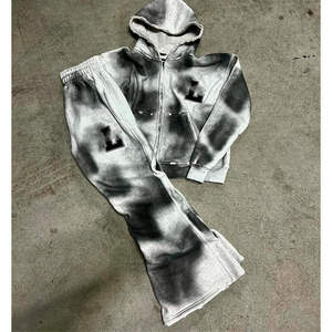 Diseño personalizado, 100% algodón, felpa francesa, ropa deportiva transpirable, conjunto deportivo con estampado serigrafiado, sudadera con capucha y pantalones de chándal de alta calidad - Product Image 4