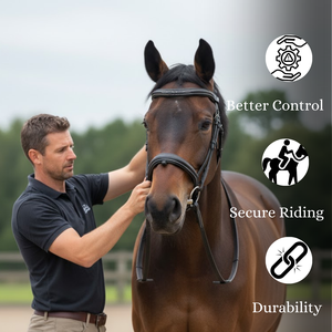 Bridon d'équitation anglais en cuir véritable de qualité supérieure, rembourré et réglable, équipement équestre durable, fournisseur OEM - Product Image 3