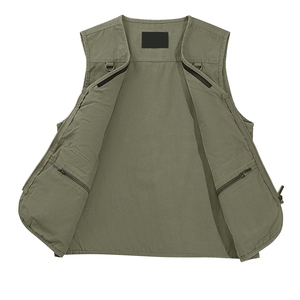 Fait sur mesure pour hommes hiver fermeture éclair extérieur décontracté multi-poches respirant Cargo Vest avec impression de logo personnalisé - Product Image 5