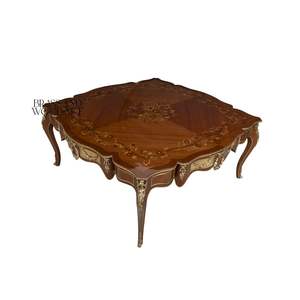 Mesa de Centro Cuadrada de Lujo con Incrustaciones de Marquetería Hechas a Mano y Detalles en Latón para una Decoración Elegante de la Sala de Estar - Product Image 4