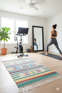 Cotton Handmade Woven Modern Plush Floral <b>Rug</b>-Machine Washable Reversible Backing-Home Exercise Travel Prayer Bar <b>Camping</b> - Product Image 2