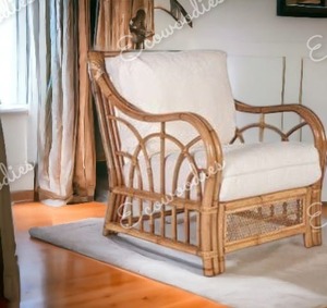 Reposabrazos Respaldo Sillas de bambú Premium Kursi Sillas de jardín para sala de estar Hogar Comedor Dormitorio Exterior y jardín - Product Image 2