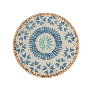 Manteles individuales para servir con incrustaciones de madreperla con borde de ratán, mantel Individual redondo para fregona, accesorios de mesa de comedor personalizables, Vietnam - Product Image 3