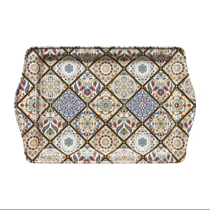 Nueva llegada moderna bandeja de acero inoxidable de gran tamaño de lujo diseño personalizado de Mandela superventas-Chocolate lacado portátil - Product Image 1