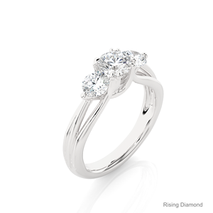 0,66 Ct Cut Lab Grown Diamond Anillo de compromiso Tres piedras 14K Oro blanco CVD Estilo bohemio IGI Certificado Regalo de aniversario para - Product Image 4