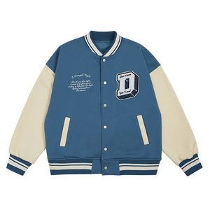 Veste Letterman Varsity de baseball noire personnalisée en gros avec motif uni de longueur régulière pour l'hiver hommes femmes - Product Image 1