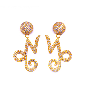 À la mode en argent Sterling 925 plaqué or Vermeil topaze blanche pierres précieuses femmes porter ensemble de boucles d'oreilles - Product Image 1