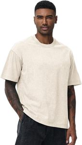 Streetwear T-shirt décontracté 100% coton solide motif avant Logo coupe ample tissu tricoté - Product Image 3