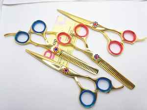 Ciseaux à cheveux plaqués or professionnels ensembles de ciseaux de coiffure en acier inoxydable pour couper et amincir les ciseaux de coiffeur - Product Image 2