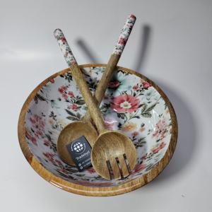 สติกเกอร์ไม้พิมพ์ลายอีพอกซีเรซินและชามสลัดไม้มะม่วง - Product Image 1