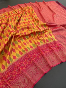 Sarees en soie Patola de qualité supérieure avec Meenakari Ikkat tisse Saree Femme Fabricant et fournisseur de mode de Surat au plus bas Rtae - Product Image 2