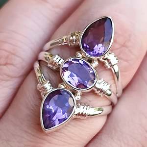 <b>Boho</b> June Birthstone <b>Ring</b> 925 Sterling Silver Oval Cut Amethyst Handmade June Birthstone Jewelry Perfect Gift for Her Birthday - Product Image 6