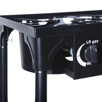 Réchaud à gaz 2 brûleurs en fer pour barbecue avec support pliable pour la maison et le camping, cuisson et brassage intérieur/extérieur dans la cour