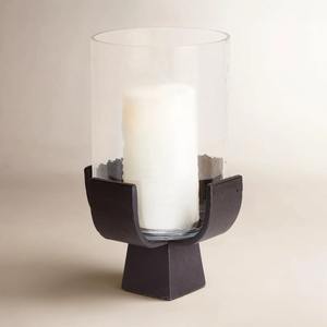 Bougeoir moderne minimaliste en forme d'arche géométrique, base texturée en verre, métal lourd, lampe votive, fait main pour Noël - Product Image 2