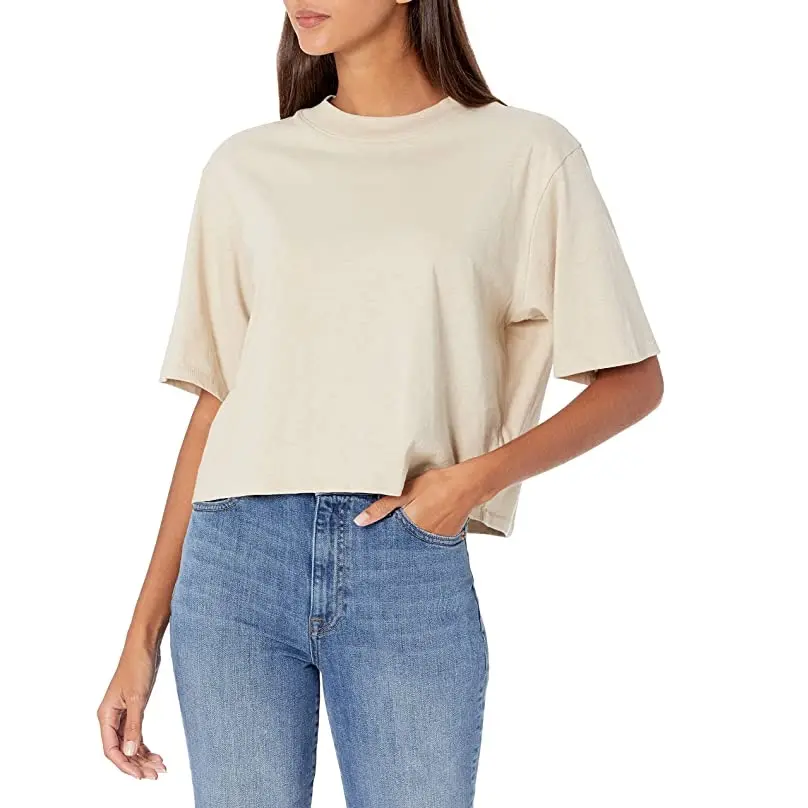 수출 품질 대형 솔리드 컬러 O 넥 반 소매 느슨한 맞는 여성 티셔츠 탁월한 최고의 가격 방글라데시
