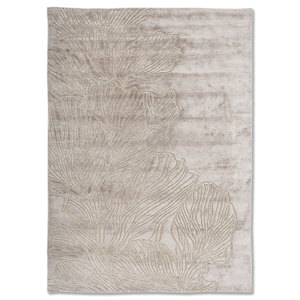 Alfombra Aibz-1030 Azalea Gris Negra, Tejida a Mano con Bambú, Seda y Zari, Diseño Floral Clásico, 9x12, para Sala de Estar, 10mm, para el Hogar y el Pasillo - Product Image 1