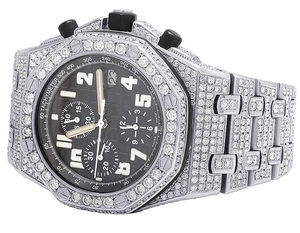 Reloj Cronógrafo Personalizado con Banda de Plata y Esfera con Incrustaciones de Diamantes, Reloj de Pulsera Completamente Cubierto de Diamantes para Raperos de Moda o Negocios - Product Image 3