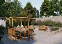 Ensemble de salle à manger en teck massif de luxe moderne pour l'extérieur, idéal pour le jardin, la terrasse, la cour, les villas et les complexes hôteliers