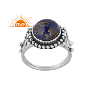 Best Selling Oxidized Sterling Silver Natural Mojave Copper <b>Lapis</b> <b>Lazuli</b> Gemstone Statement <b>Ring</b> Custom Jewelry Manufacturer - Product Image 1