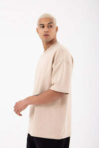 T-shirt basique à épaules tombantes pour hommes 2025 coupe surdimensionnée ourlet incurvé couleur personnalisée haute qualité % 100 coton décontracté Streetwear OEM - Product Image 2