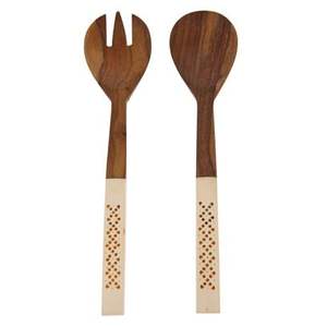 Modern Kitchen Acacia Wood and Resin Handle Fruit <b>Dessert</b> Mixing Tools Resin Serving Spoon and <b>Fork</b> for Party - Product Image 5