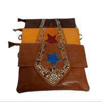 Portefeuille-pochette unisexe antivol en cuir véritable Moroccan Soul avec doublure PC souple, porte-cartes longs et motif logo élégant MA