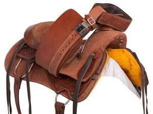 Selle de cheval en cuir occidental de Cowboy de travail de ranch d'arbre de Wade robuste de qualité supérieure de haute qualité avec des selles de cheval d'ensemble - Product Image 3