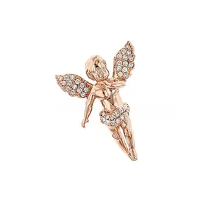 New Collection Solid 18k Rose Gold Pave Diamond Angel Pendant Available At Custom Size
