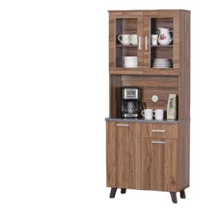 Hutch & Buffet Display Gabinete de cocina moderno K204 Color mármol gris nogal hecho en Malasia