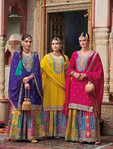 Traje Tradicional Indio Salwar Kameez de Tela Chinon con Bordado Zari, Ideal para Eventos Especiales, Calidad de Exportación - Product Image 2