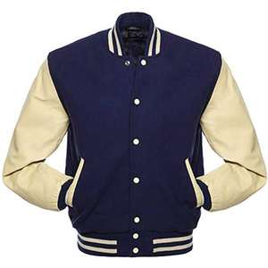 Vente en gros de vestes universitaires en laine personnalisées Blouson bombardier Letterman à manches en cuir de haute qualité pour hommes patchwork - Product Image 1