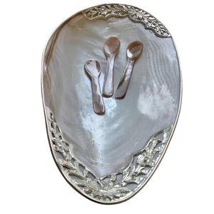 Plato de concha de madre perla gigante simple, adorno de plata, plato de concha de colección decorativa, bandeja de joyería, plato de concha simple - Product Image 4