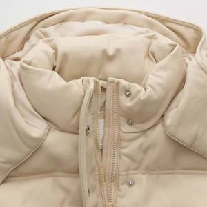 Cotton Comfortable <b>Womens</b> Hooded Ivory Puffer Vest | Fashionable <b>Sleeveless</b> <b>Jacket</b> for Outdoor Wear - Product Image 6