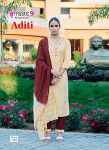 ชุดคุर्ติผ้าไหมโรมันแท้สำเร็จรูป ดีไซน์เนอร์ ชุดคาลามาการีสำหรับปี 2025 ชุดคาลามาการีใหม่สำหรับผู้หญิง ผ้าฝ้าย ชุด 3 ชิ้น - Product Image 3