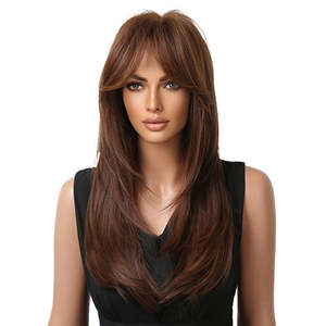 Autumn-DWY Glueless Synthetic <b>Wig</b> Natural Wavy Layer Cut with Adjustable Cap Size Transparent <b>Lace</b> Color - Product Image 6