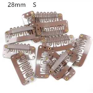 Ensemble de 10 extensions de cheveux à clipser en forme de U noires à 6 dents, 32 mm, outils de coiffage avec outil de fixation de chapeau en 4 couleurs - Product Image 1