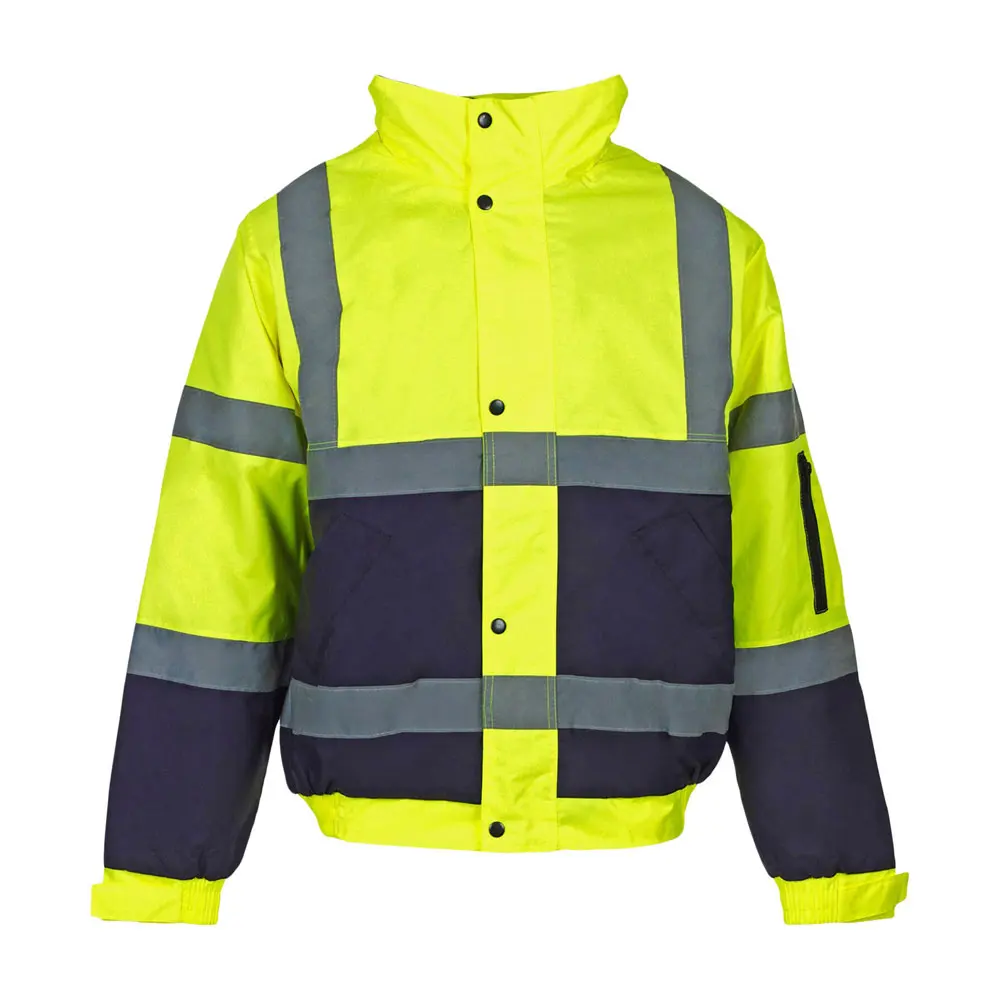 Chaquetas de seguridad reflectantes de alta visibilidad para hombres, chaquetas de trabajo de alta visibilidad, de construcción, Hi Viz, abrigos de bolsillo con mangas largas