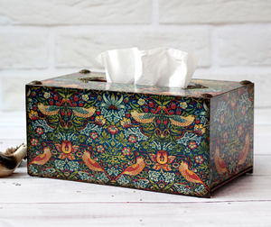 Porte-mouchoirs vintage en résine et métal, finition bronze, motif bleu et floral vieilli, disponible au prix de gros. - Product Image 4