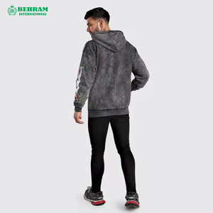 Sweat à capuche de haute qualité 100% coton lavé à l'acide Streetwear pull de lavage sweat à capuche vintage lavé à la pierre avec logo sérigraphié - Product Image 2