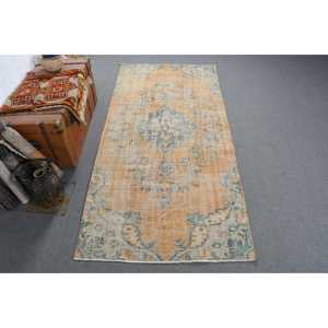 Tapis turc vintage 3,9x8,2 pi (120x249 cm), tapis persan jaune - Product Image 1