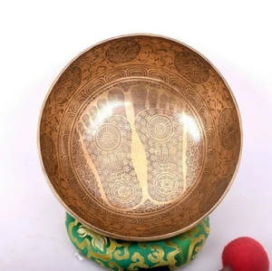 Cuenco de latón tibetano indio para meditación, Yoga, terapias de curación con sonido, Pin religioso alucinante, Striker de madera incluido - Product Image 2