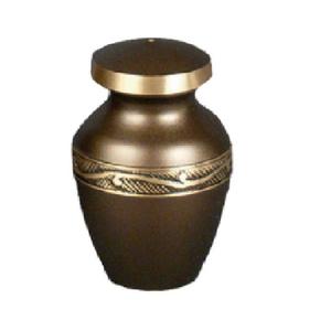 Urna de recuerdo de cremación de latón de alta calidad con banda grabada en negro dorado y acabado de Color blanco para cenizas humanas-Suministro funerario - Product Image 6