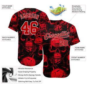 Service OEM Conception Personnalisée Vêtements de Sport Chemise de Baseball Rouge Mode Imprimé Personnalisé Maillot de Baseball Imprimé en Gros - Product Image 3