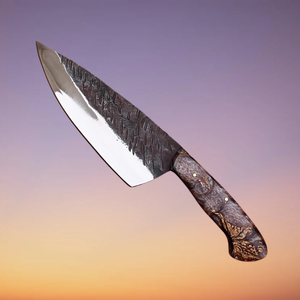 Handmade carbon steel kitchen <b>knife</b> with resin handle and fine leather sheath outdoor <b>knife</b> trending <b>knife</b> viral product - Product Image 1