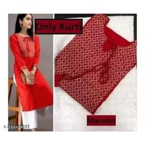 Vente en gros de vêtements ethniques de créateur en rayonne rouge Kurti brodés pour femmes Collection Kurti pour le bureau et la fête, décontractés et confortables - Product Image 3